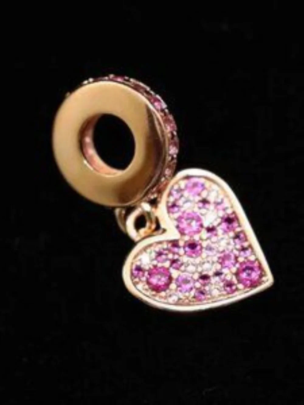Pandora Pink Crystal Heart Bracelet Charm
